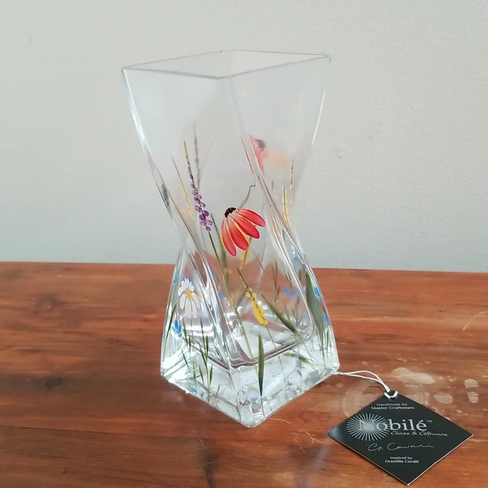Nobile Blown and Handpainted Meadow Twist Vase - Picture 1 of 8